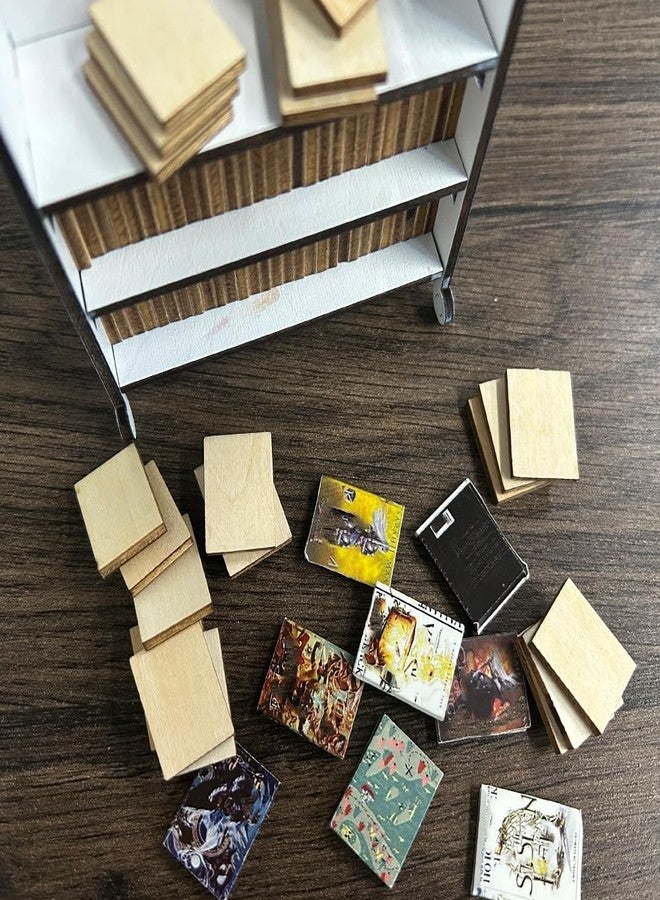 ١٠٠ كتاب صغير فارغ لرفوف الكتب المصغرة، كتب خشبية صغيرة لرفوف الكتب، كتب مصغرة لبيت الدمى بمقياس ١:١٢، أعمال يدوية لبناء مكتبة مصغرة خاصة بك. - Image 5